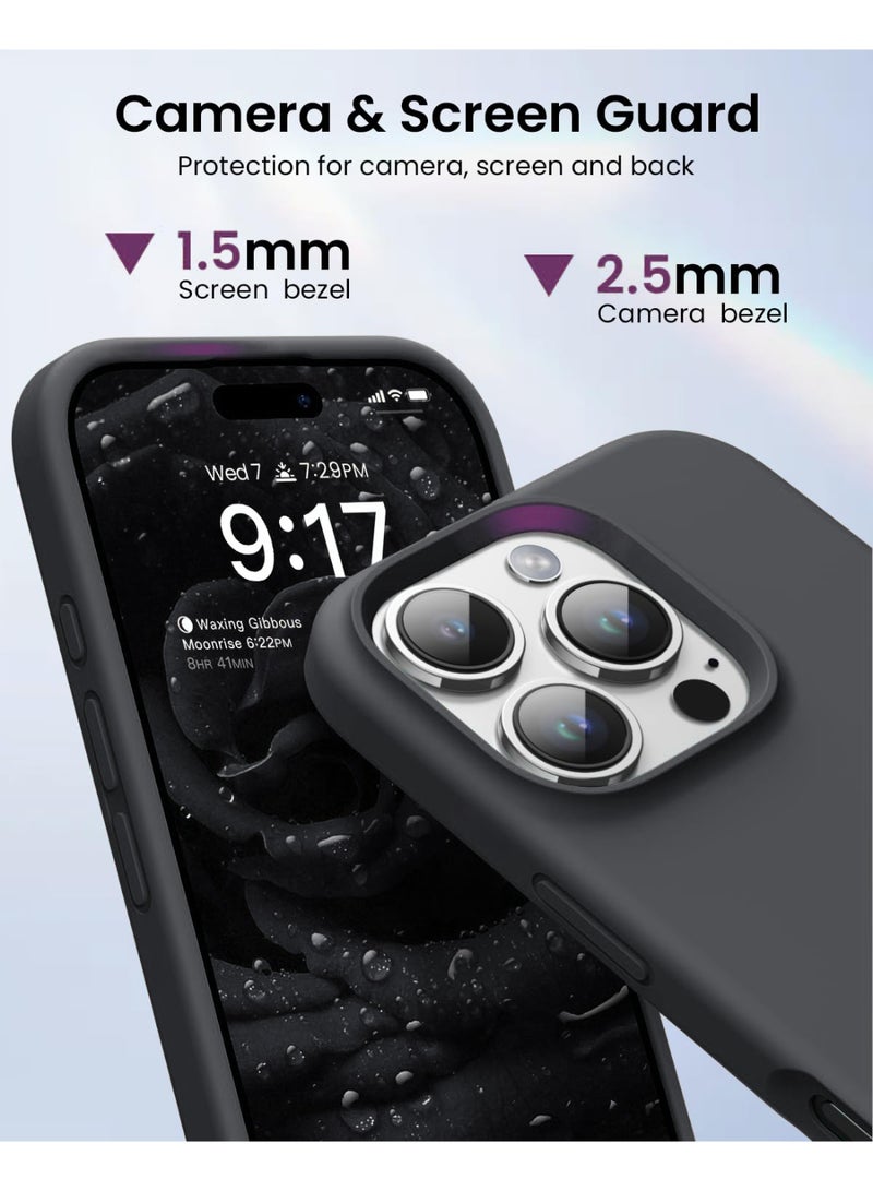 Compatible with iPhone 16 Pro Case 6.3 Inch Slim Liquid Silicone 4 Layers Soft Gel Rubber Shockproof Protective Phone Case with Anti Scratch Microfiber Lining (dark gray) - Image 3